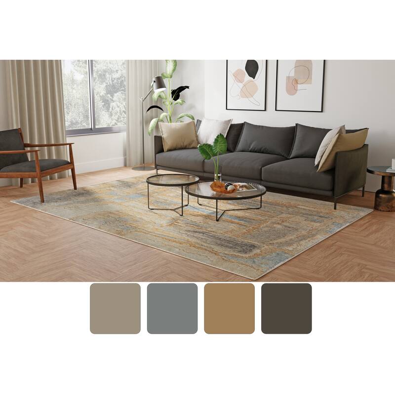 Grand Bazaar Hartman Machine Made Abstract Modern Area Rug