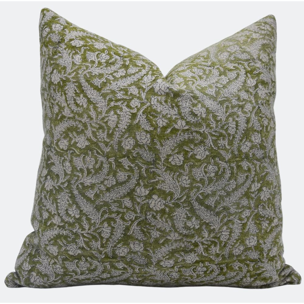 Fabdivine Boho Floral Linen Throw Pillow Handmade Block Print Cushion Cover