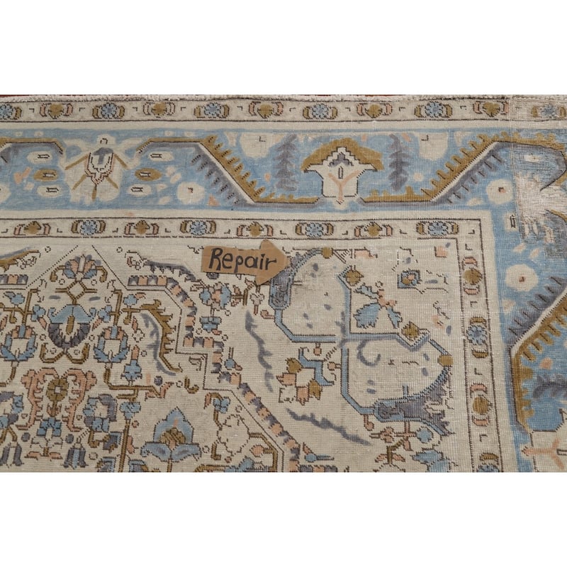 Geometric Tabriz Persian Area Rug Handmade Floral Wool Carpet - 6'7"x 9'8"