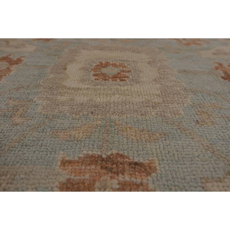 Floral Vegetable Dye Oushak Turkish Large Rug Hand-Knotted Wool Carpet - 10'3"x 13'9"