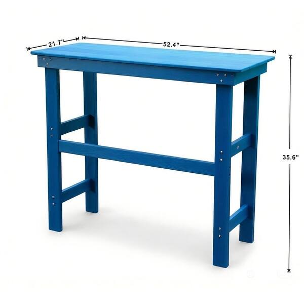 dimension image slide 0 of 2, FurnitureR 3-Piece HDPE Outdoor Bar Table Set with 2 High-Back Chairs, Lake Blue