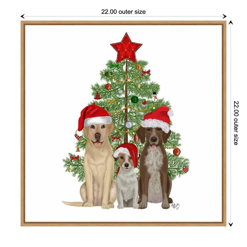 Christmas Dog Trio Tree by Fab Funky Framed Canvas Wall Art