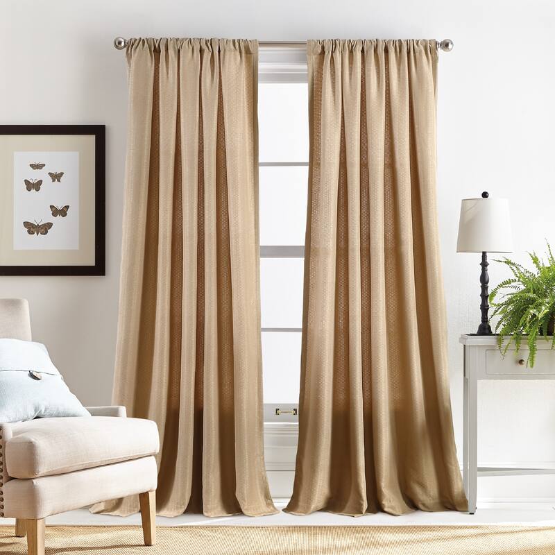 Martha Stewart Chenille Stitch Semi Sheer Rod Pocket Window Curtain - Panel Pair or Valance