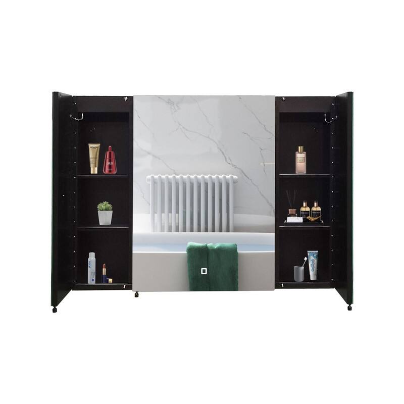 Alvana LED Black Wall mount Medicine Cabinet with Mirror Anti-fog function with 3 colors light