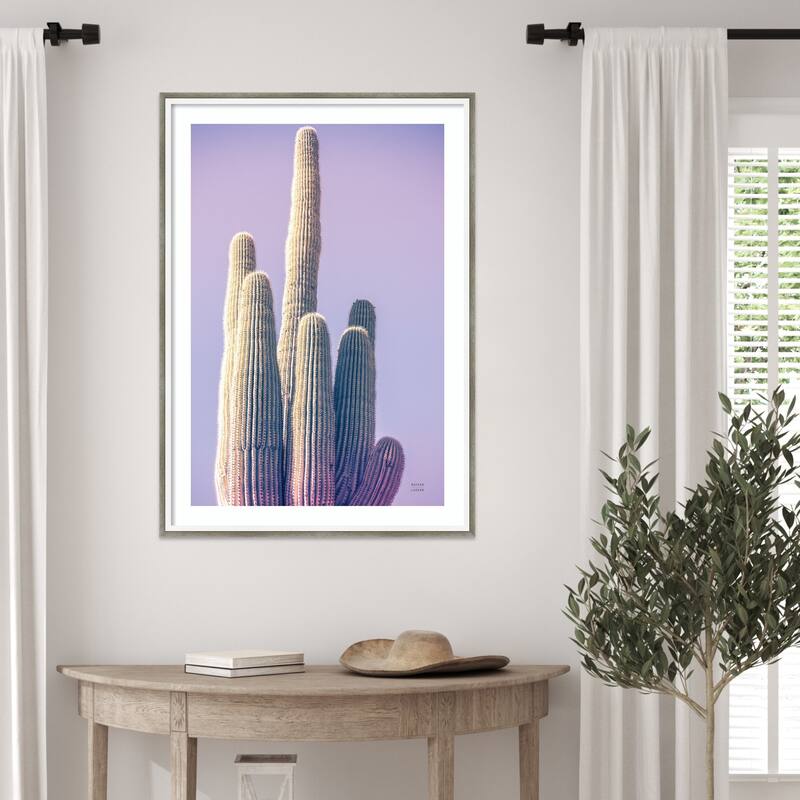 Saguaro Purple Pastel by Nathan Larson Wood Framed Wall Art Print