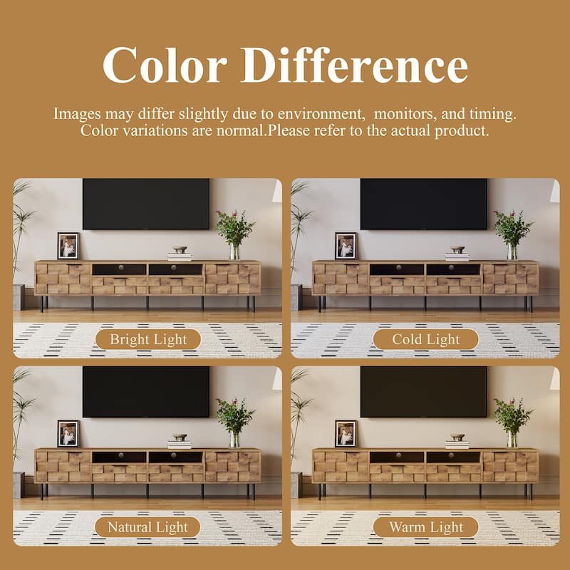 Wood TV Stand with Cabinets and Open Storage, Media Console Table, Entertainment Center with 2 Drawers