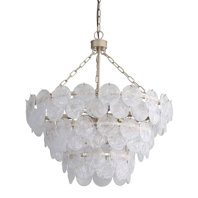 Golden Lighting 6007-27 Cascada 11 Light 28" Wide Pendant - Aegean Silver / Cirrus Cloud