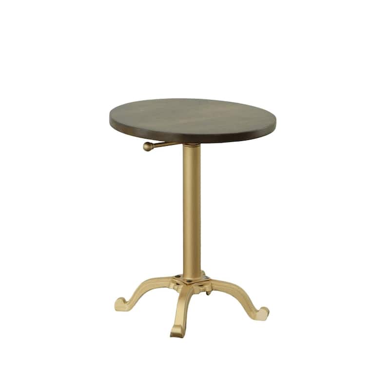 Vintage Style Adjustable Table - 22" - Brown and Gold