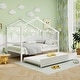 preview thumbnail 20 of 20, Kids Twin Size House Bed with Trundle and Roof