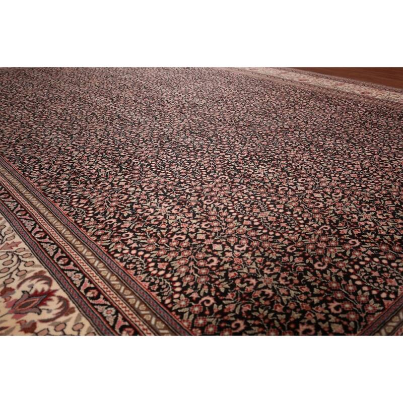 Black Anatolian Turkish Large Vintage Rug Hand-Knotted Wool Carpet - 10'0" X 13'7"
