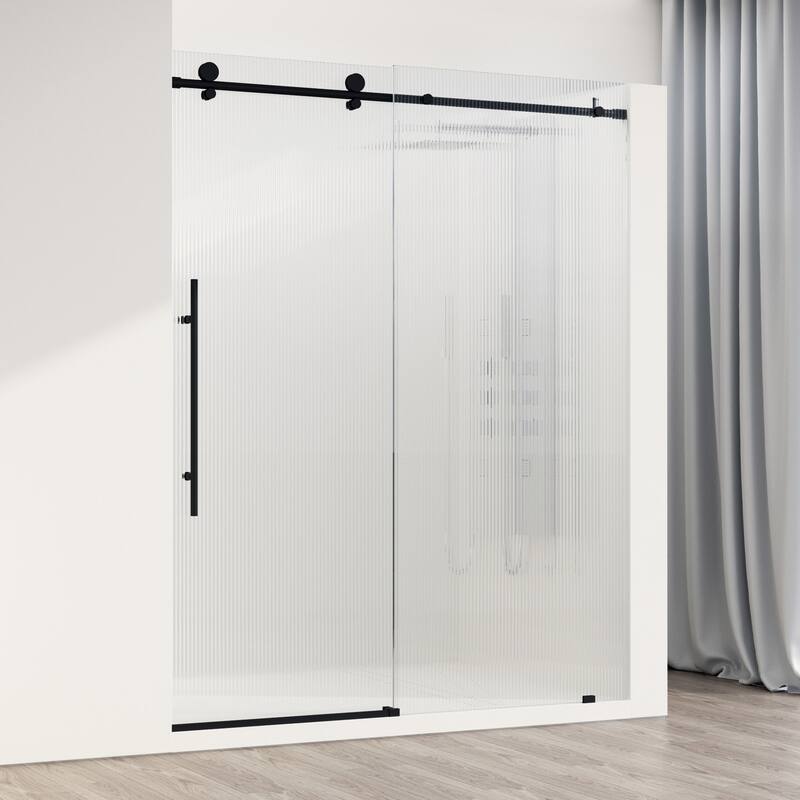 Vigo VG6021FL6076L Elan E-Class 76" High x 60" Wide Sliding Frameless - Matte Black