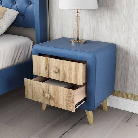 Nestfair Upholstered Wooden Nightstand with 2 Drawers