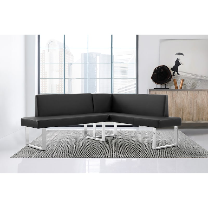 Strick & Bolton Natalia Faux Leather Corner Sofa Dining Bench - Black