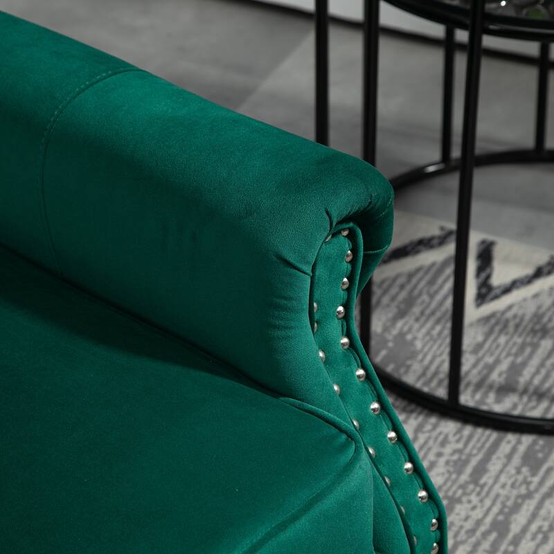 Tufted High Back Chair Living Room Wood Frame Armchair