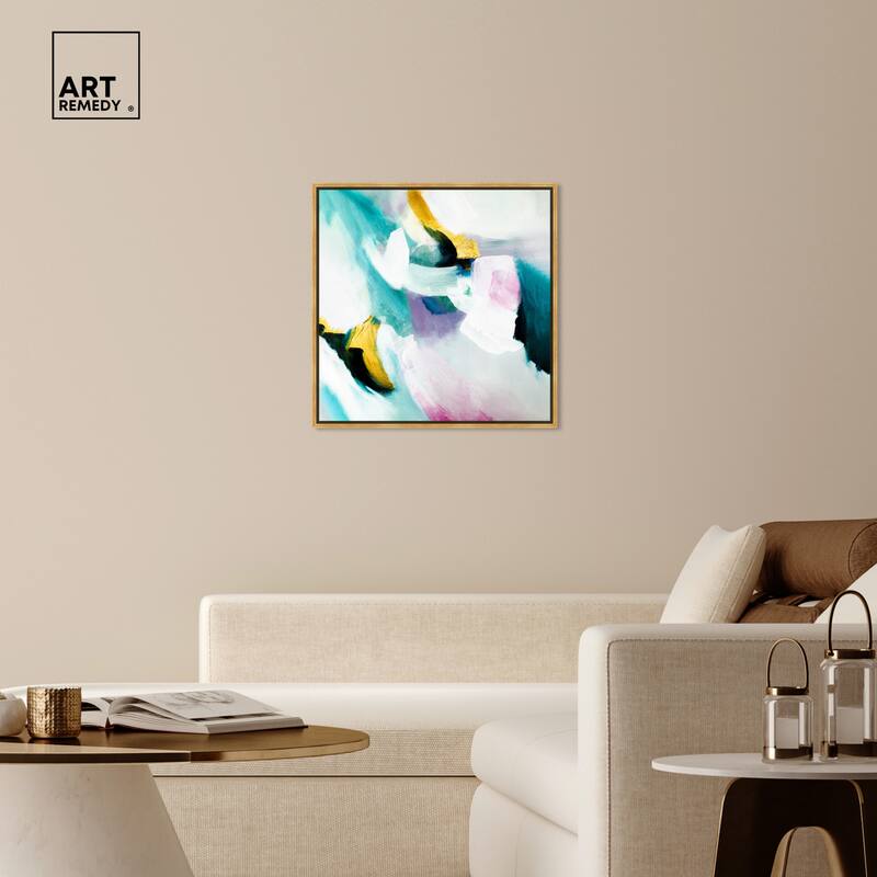 Art Remedy Still Violas Framed Blue Abstract 1 Piece Canvas Wall Art
