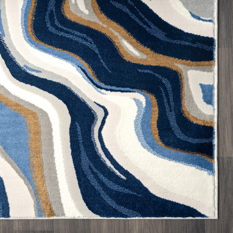 Abani Rugs Regal REG260A Blue Cream Intertwined Lines Area Rug