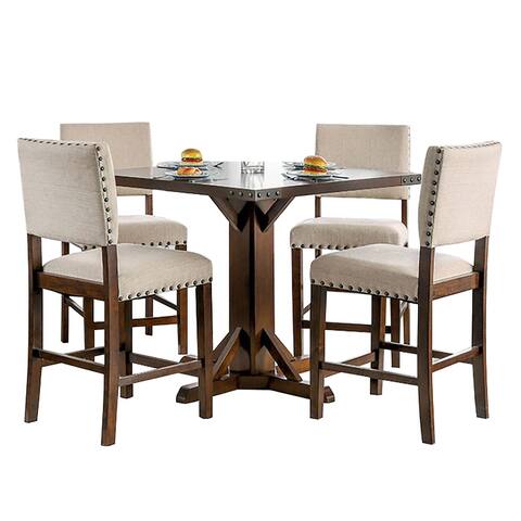 5 Piece Dining Set in Brown Cherry and Ivory