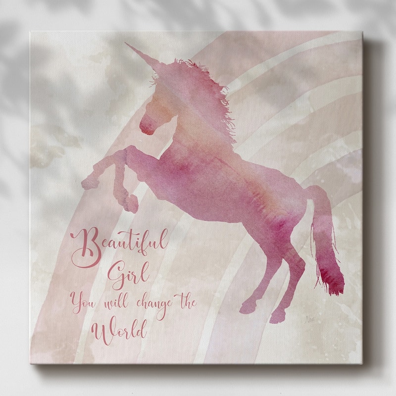 Beautiful Girl Unicorn-Gallery Wrapped Canvas - 16 x 16