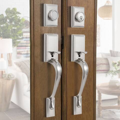 Front Door Satin Nickel Split Arc Handle Door Lock Set with Double-door - N/A