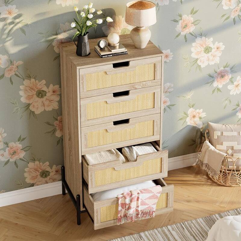 5 Rattan Openwork Grip Chest, with Storage