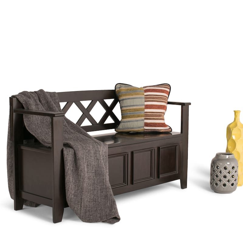 WYNDENHALL Halifax 48 inch Wide Solid Wood Transitional Entryway Bench - 48 Inches wide - Hickory Brown