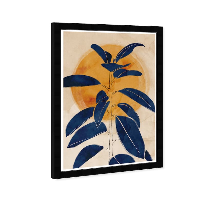 Wynwood Studio 'Blue Sprout' Floral and Botanical Blue Wall Art Framed Print