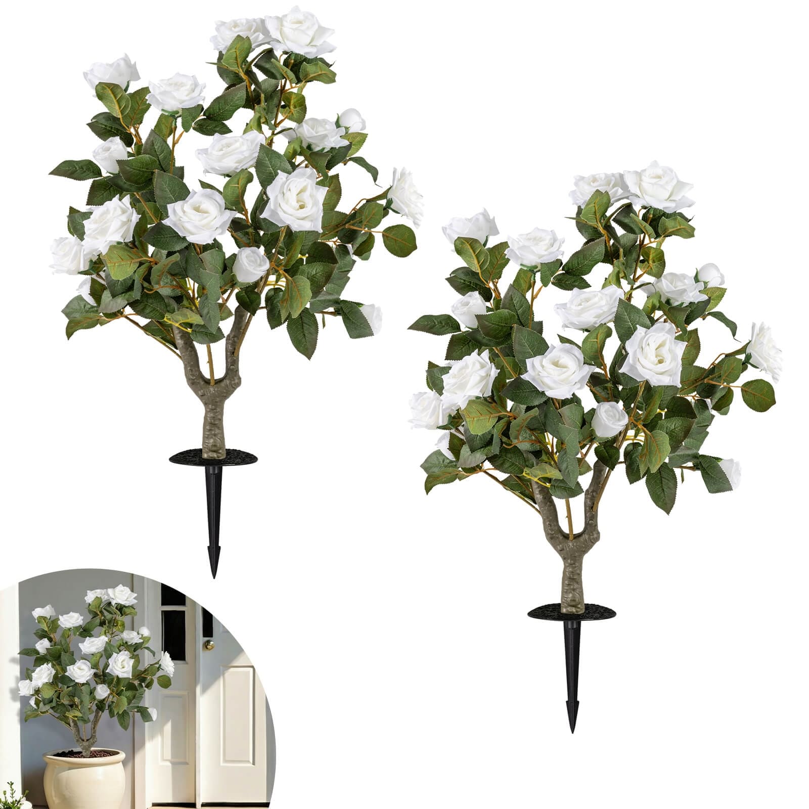 Costway 2 Pack Artificial Rose Flower Trees,31.5" with Spikes,186 - See Details