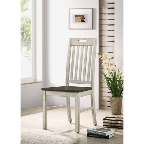 Furniture of America Derry Antique White Dining Chairs, Set of 2