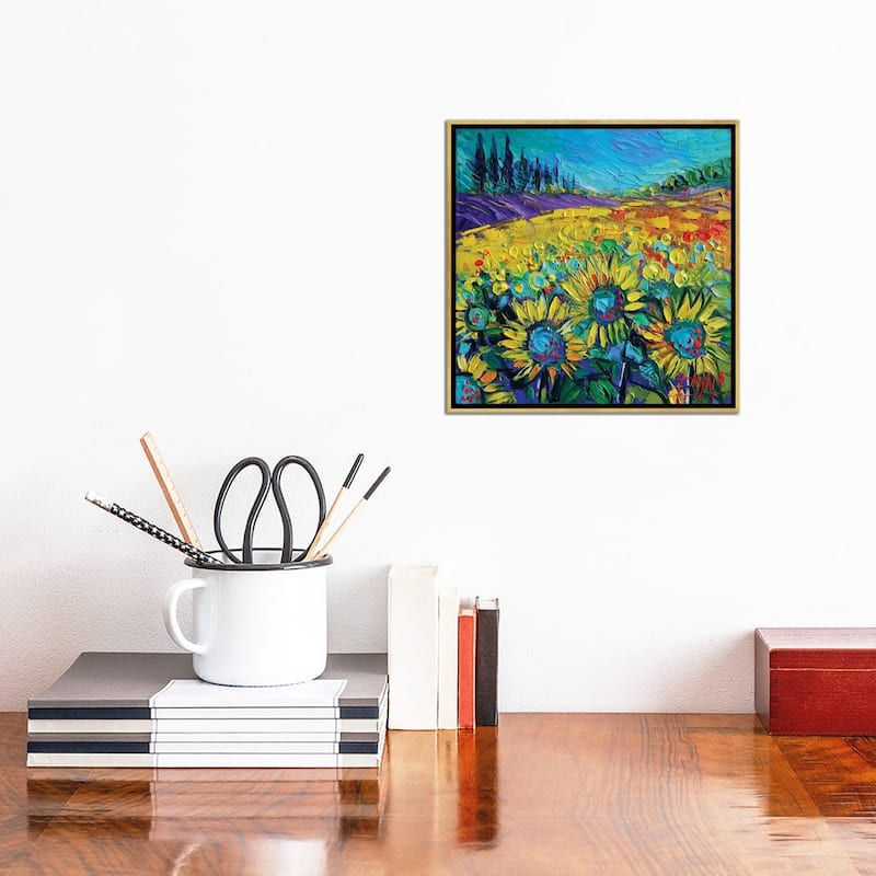iCanvas "Happy Tournesols" by Mona Edulesco Framed Canvas Print