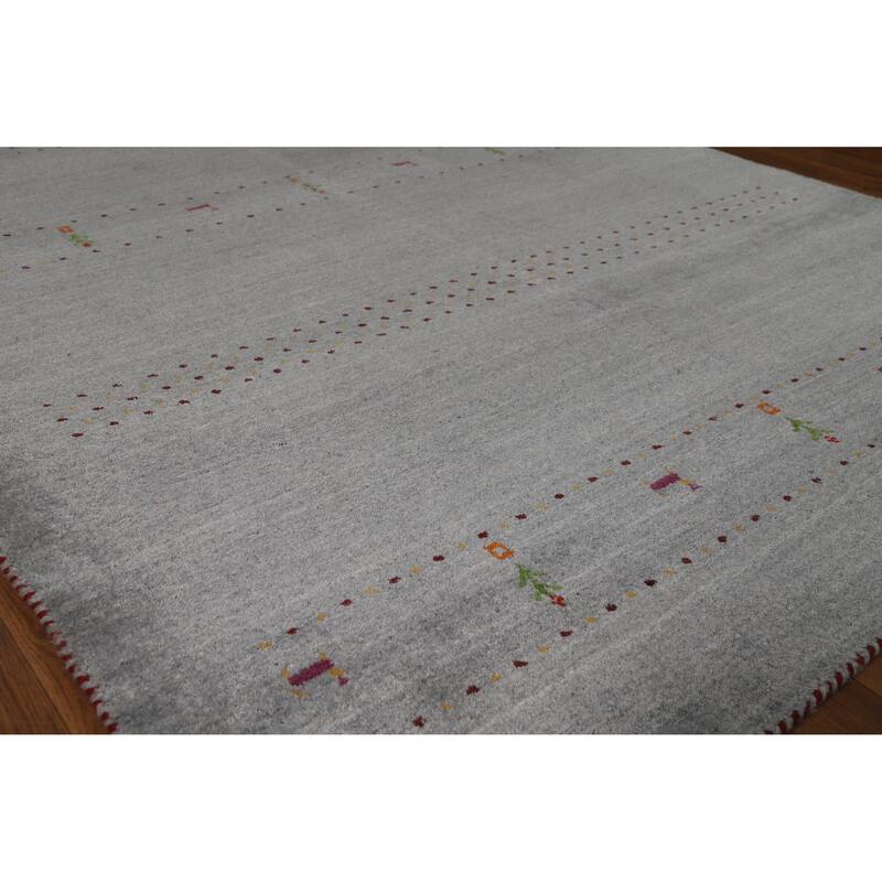 Hand Knotted Oriental 100% Wool Carpet Tribal Animal Pictorial Greys & Charcoal Gabbeh Area Rug - 7' 10'' X 5' 0''