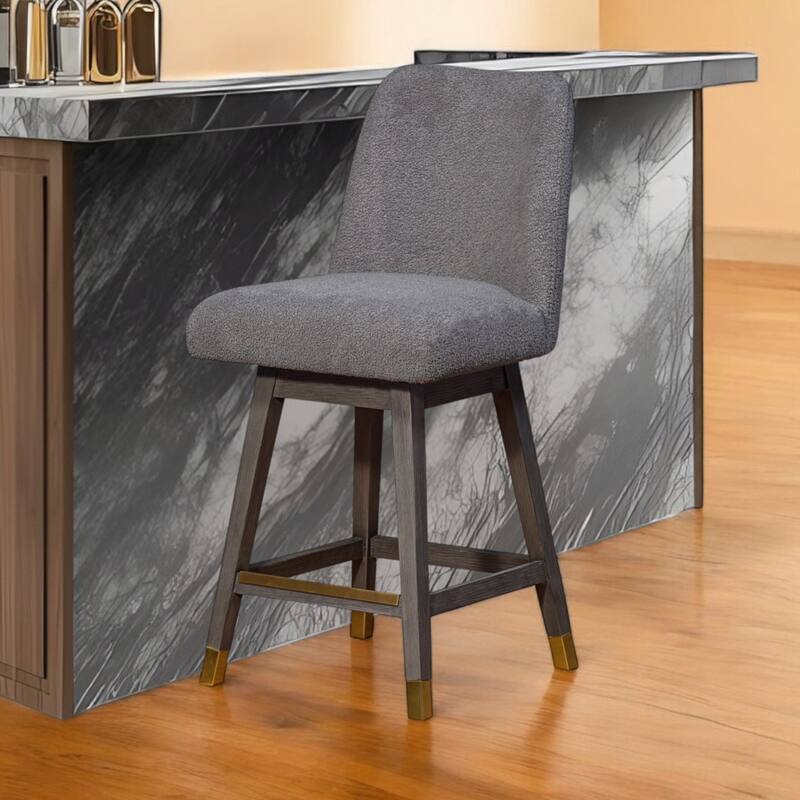 Full Back Swivel Counter Height Bar Stool with Armrest and Foam Cushion Seat Wood Frame for Kitchen