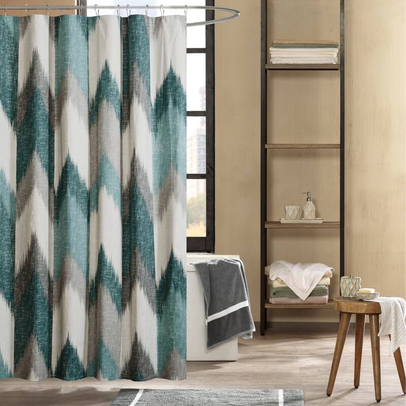 Carson Carrington Mazeikiai Cotton Printed Shower Curtain - Aqua