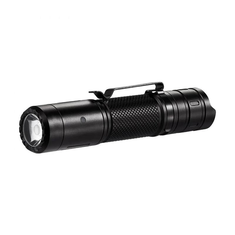 Black Rechargeable LED Flashlight 1200 Lumens with 6 Modes IP66 Waterproof - 1.2 × 1.0 × 4.8 in