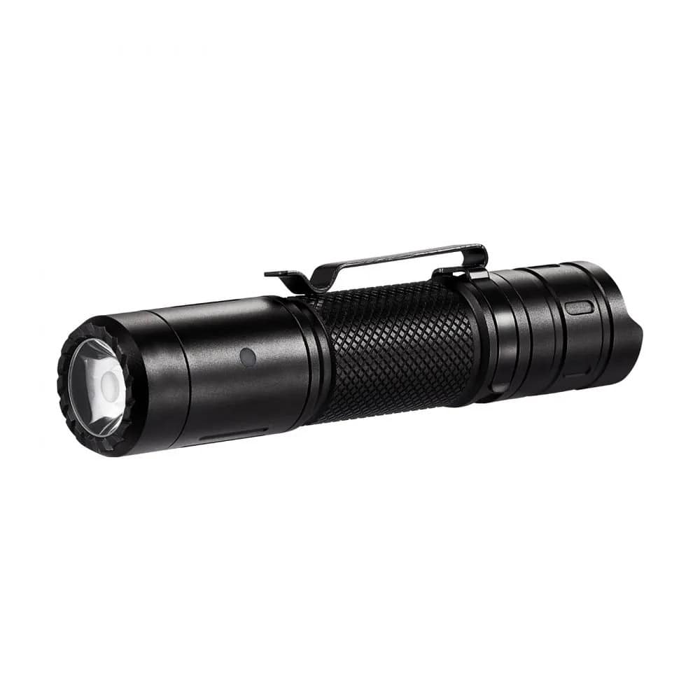 Black Rechargeable LED Flashlight 1200 Lumens with 6 Modes IP66 Waterproof - 1.2 × 1.0 × 4.8 in