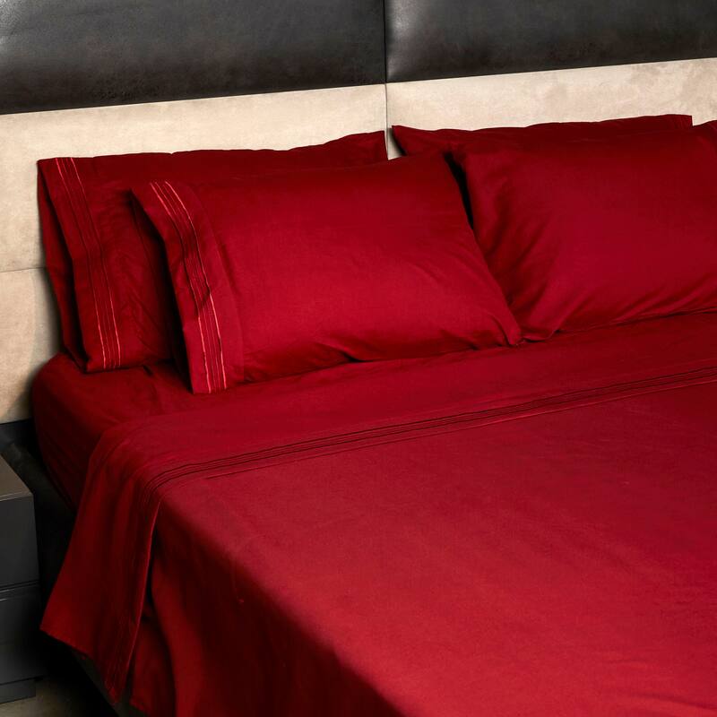 Authentic Hotel and Spa 1800 TC Brushed Microfiber Standard Pillowcase (2PC Set) with 4 Line Embroidery