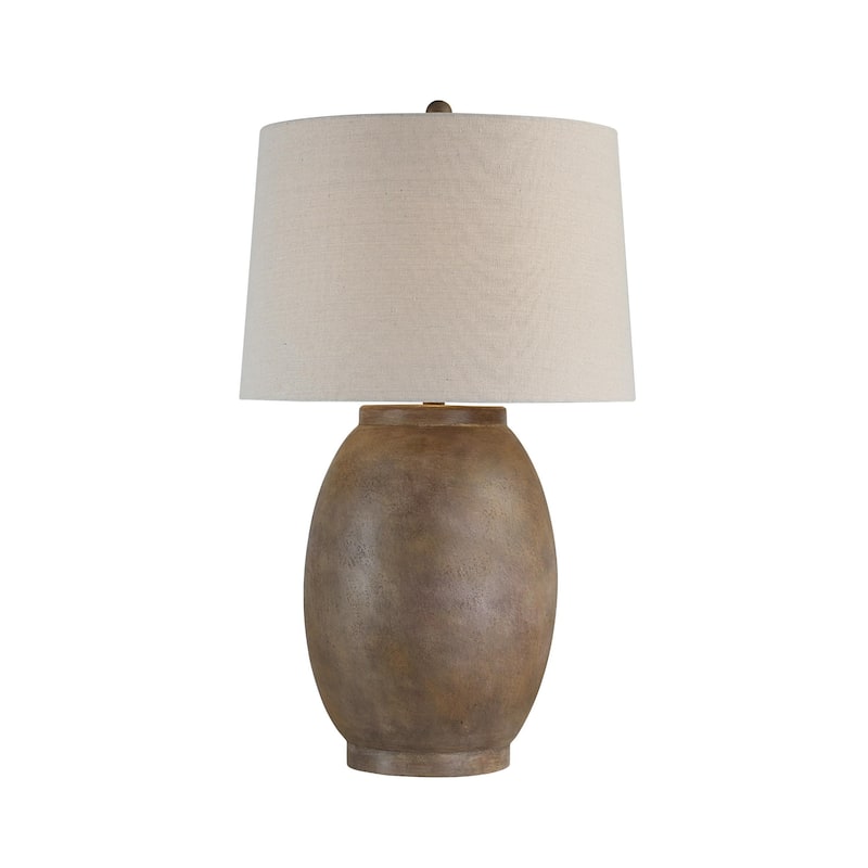 Wood Finish Vase Shaped Table Lamp with Tapered Shade - 31" - Brown