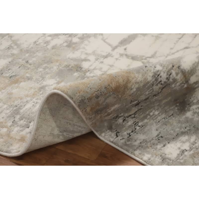 Machine Made Oriental Polyester Carpet Modern Abstract Beige & Ivories Abstract Area Rug - 7' 5'' X 5' 2''