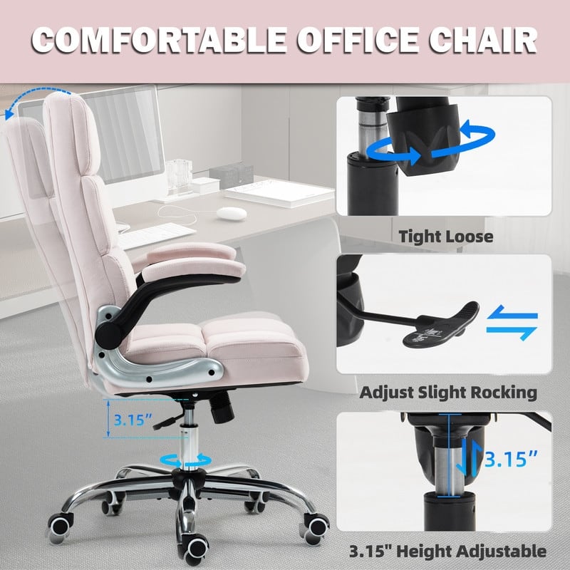 AVAWING Velvet Ergonomic Office Chair: Executive Desk Chair with Adjustable Height & 360° Swivel