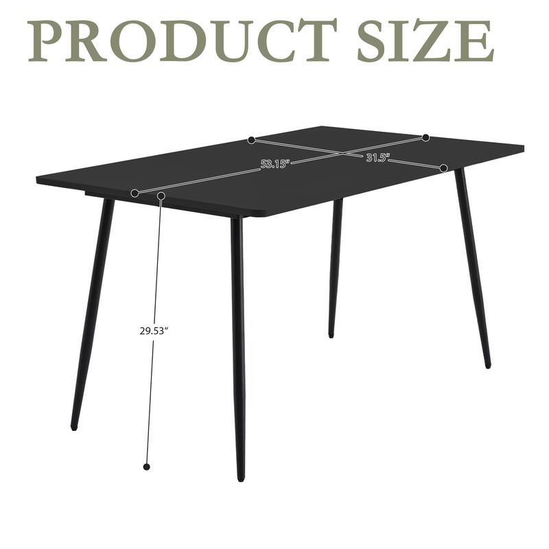 Modern Rectangle Dining Table with 53-Inch Wide MDF Tabletop