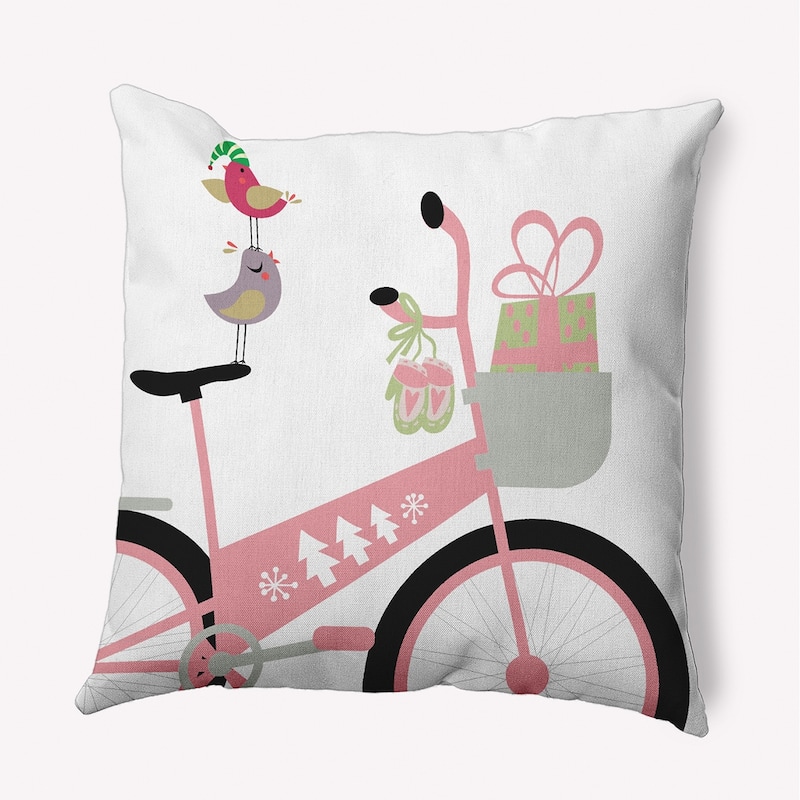 Close Up Bike Indoor/Outdoor Christmas Throw Pillow - 18" x 18" - Pink Icing