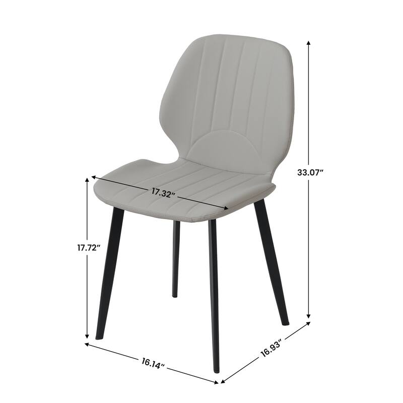 Modern Dining Chair Living Room Black Metal Leg Dining Chair, 2pcs