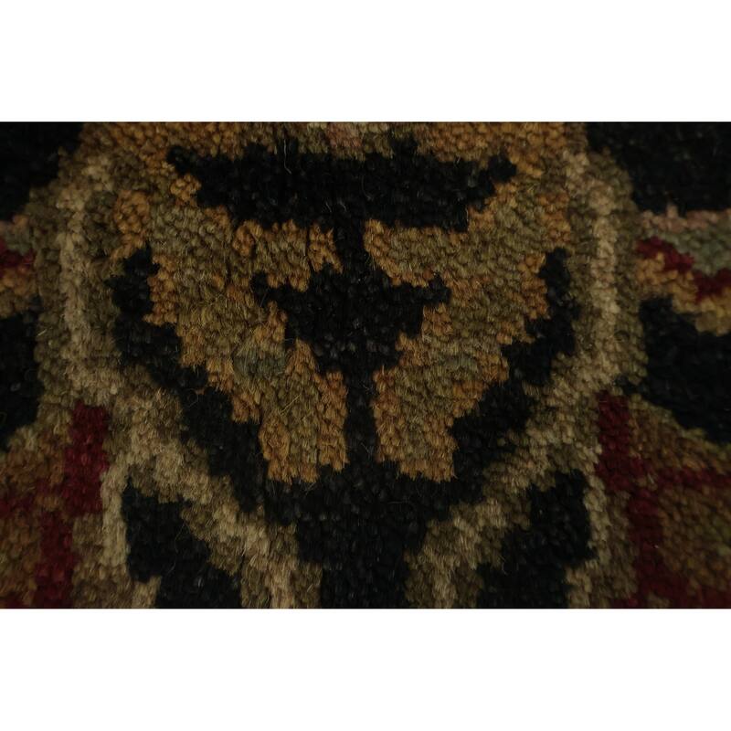 Hand Knotted Oriental 100% Wool Carpet Traditional All-Over Black Agra Area Rug - 8' 8'' X 5' 8''