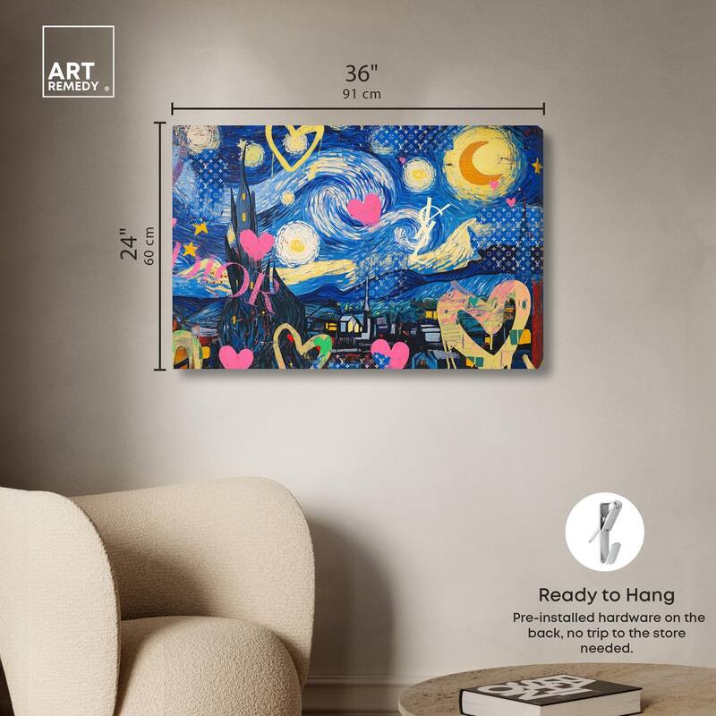 Starry Night Graffiti Canvas by Art Remedy, Gallery Wrapped
