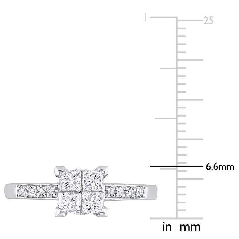 Miadora 5/8ct TDW Diamond Square Ring in 10k White Gold