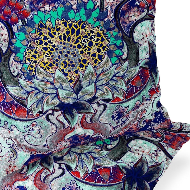 HomeRoots Set of Two 16" X 16" Blue and Green Blown Seam Floral Indoor Outdoor Throw Pillow - 16.00' X '16.00' X '5.00