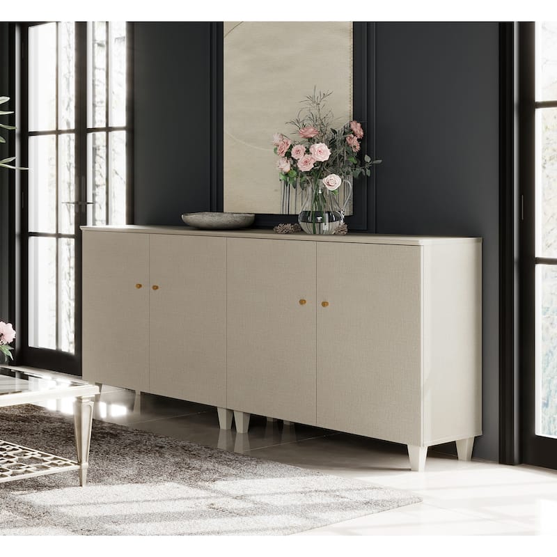 Buffet Cabinet with 3 Compartments for Dining Room, 32.4"H Sideboard - 70.8 Inches - Beige