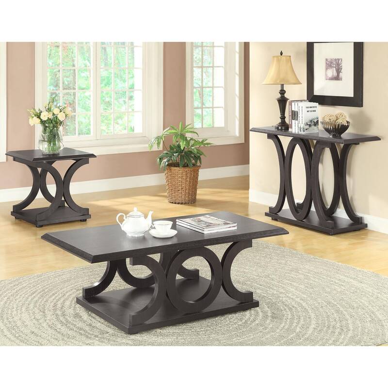 Maillard Style Cappuccino C-shaped End Table,1pc Side Table,Coffee Tables