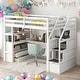 preview thumbnail 1 of 30, Multifunctionl Twin Size Loft Bed With Desk And Shelves,Two Built-in Drawers White