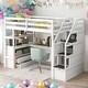 preview thumbnail 2 of 30, Twin Size Loft Bed With Desk And Shelves,Two Drawers,Staircase