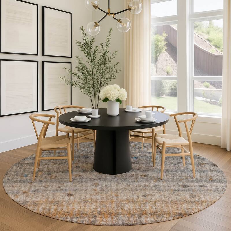 Machine Washable Indoor/ Outdoor Ombre Stripes Chantille Rug
